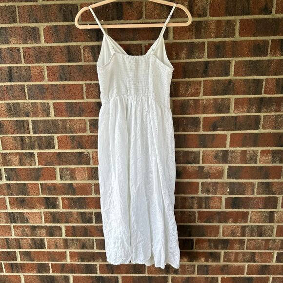 Sm Japna White Eyelet Cotton Midi Sundress Cottagecore Boho Coastal Cowgirl LWD - Picture 5 of 7